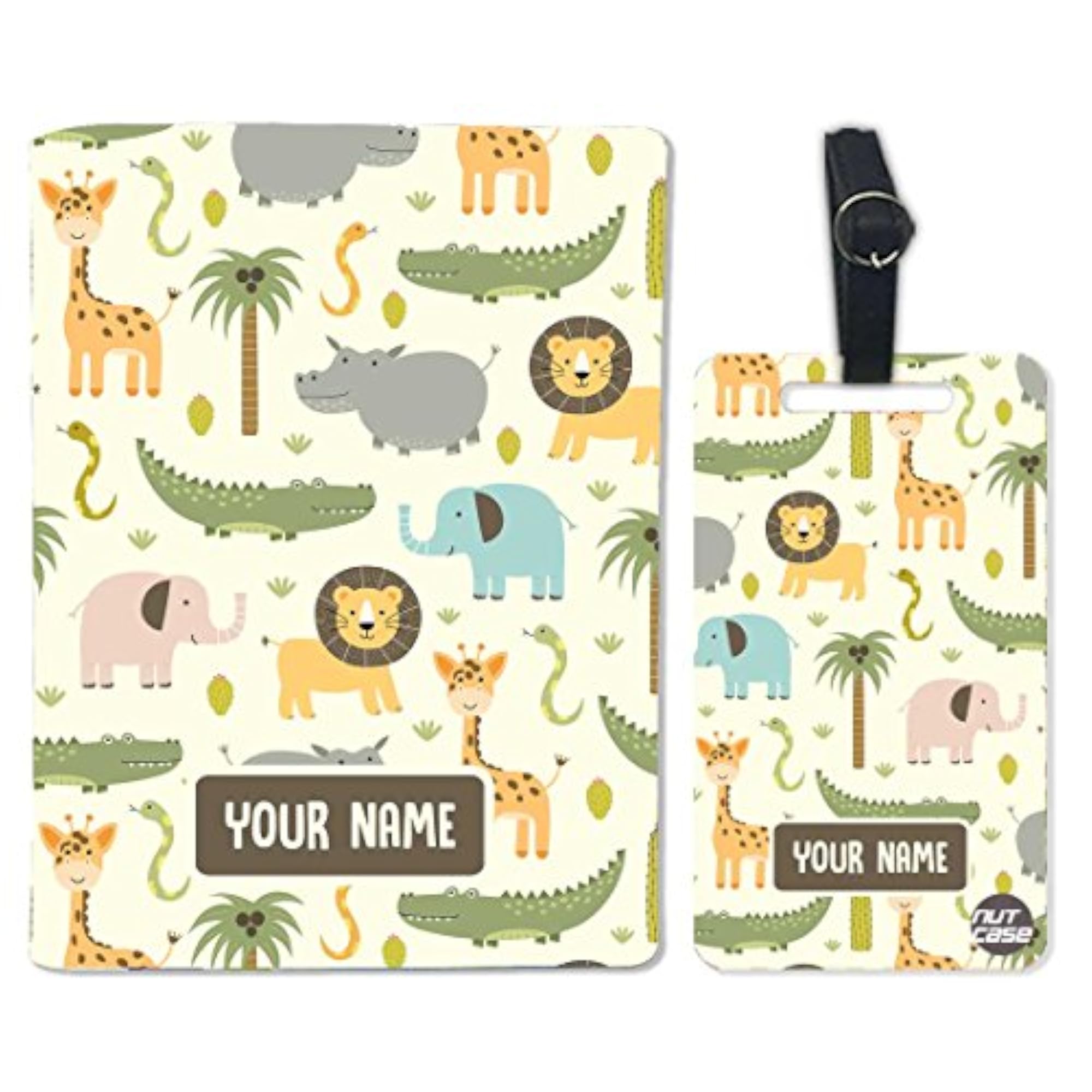 Wild Animals Passport Cover with Luggage Tag Set