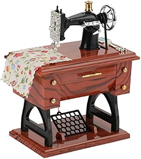 Hztyyier Vintage Music Box, Mini Sewing Machine Mechanical Toy Home Office Decoration Birthday Gift
