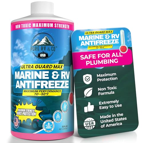 Pure RV Antifreeze for Winterizing - Non-Toxic Ultra Guard Max Antifreeze -50°F (32 oz) - Potable Water Safe Glycerin Formula - Camper, Boat & Pool Anti Freeze Winterizing Fluid