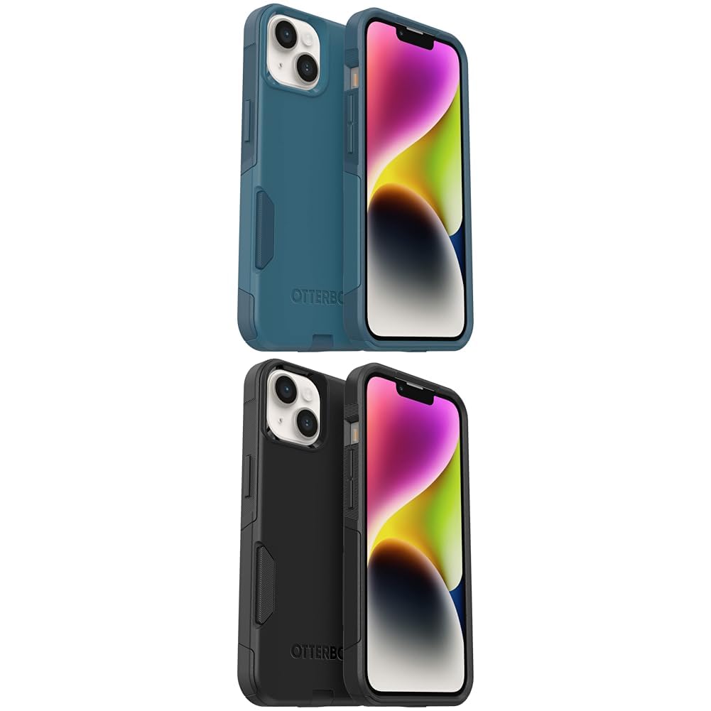 Coque iPhone 14 et 13 Otterbox Commuter bleu et noir double couche slim