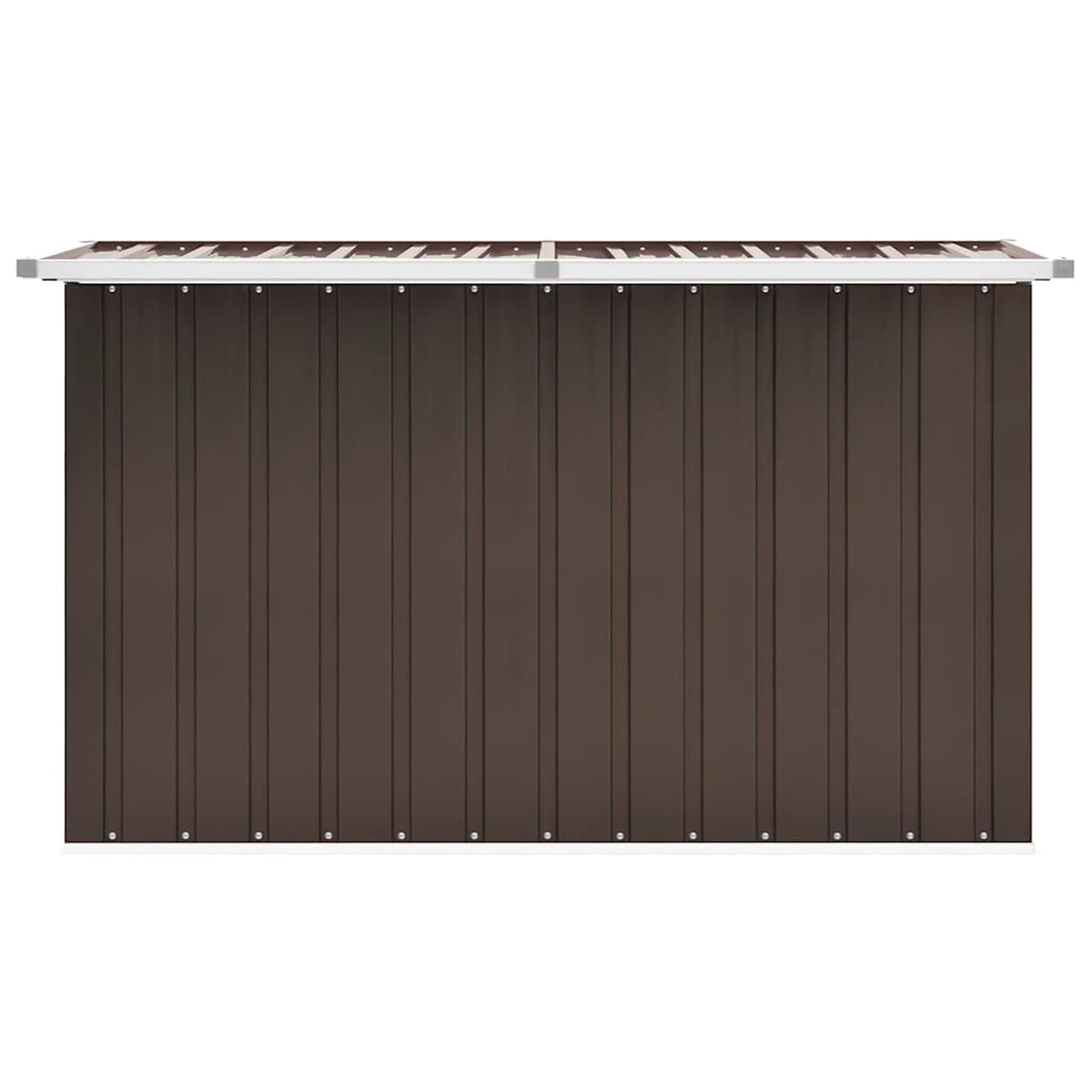 Gecheer Coffre de Rangement Extérieur en Acier Galvanisé 149x99x93cm, Marron - Idéal pour Jardin et Terrasse