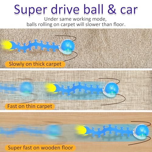 Image of Giociv Interactive Cat Toys Ball for Indoor Cats Fast Rolling on Carpet, Chirping & Motion Activate Cat Toys (Blue Centipede)
