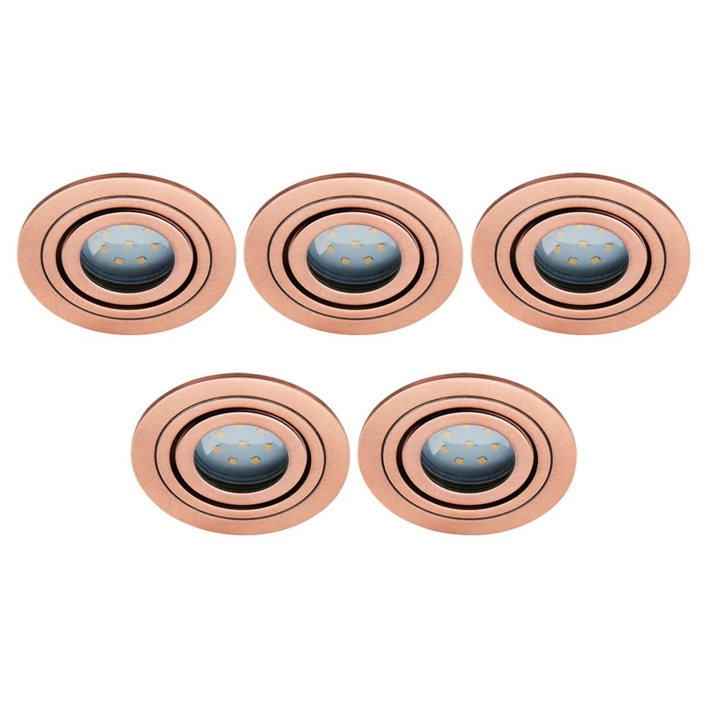 Litecraft Brushed Copper Recessed Downlights Ip65 Rated Tiltable Spotlights - (, Pack Of 5)