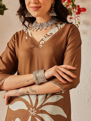 Image of Amazon Brand - Anarva Women's Cotton Printed Straight Kurti