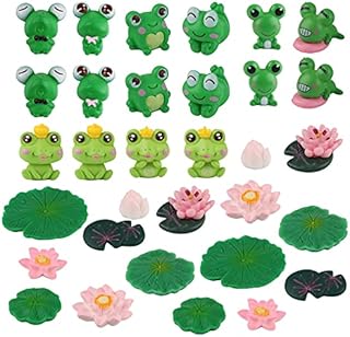 Gukasxi 32pcs Cute Frog Miniature Figurines, Mini Garden Ornament, Garden Miniature Moss Landscape, DIY Craft Accessories for Frog Cake Topper, Decorative Ornaments for Car Dashboard