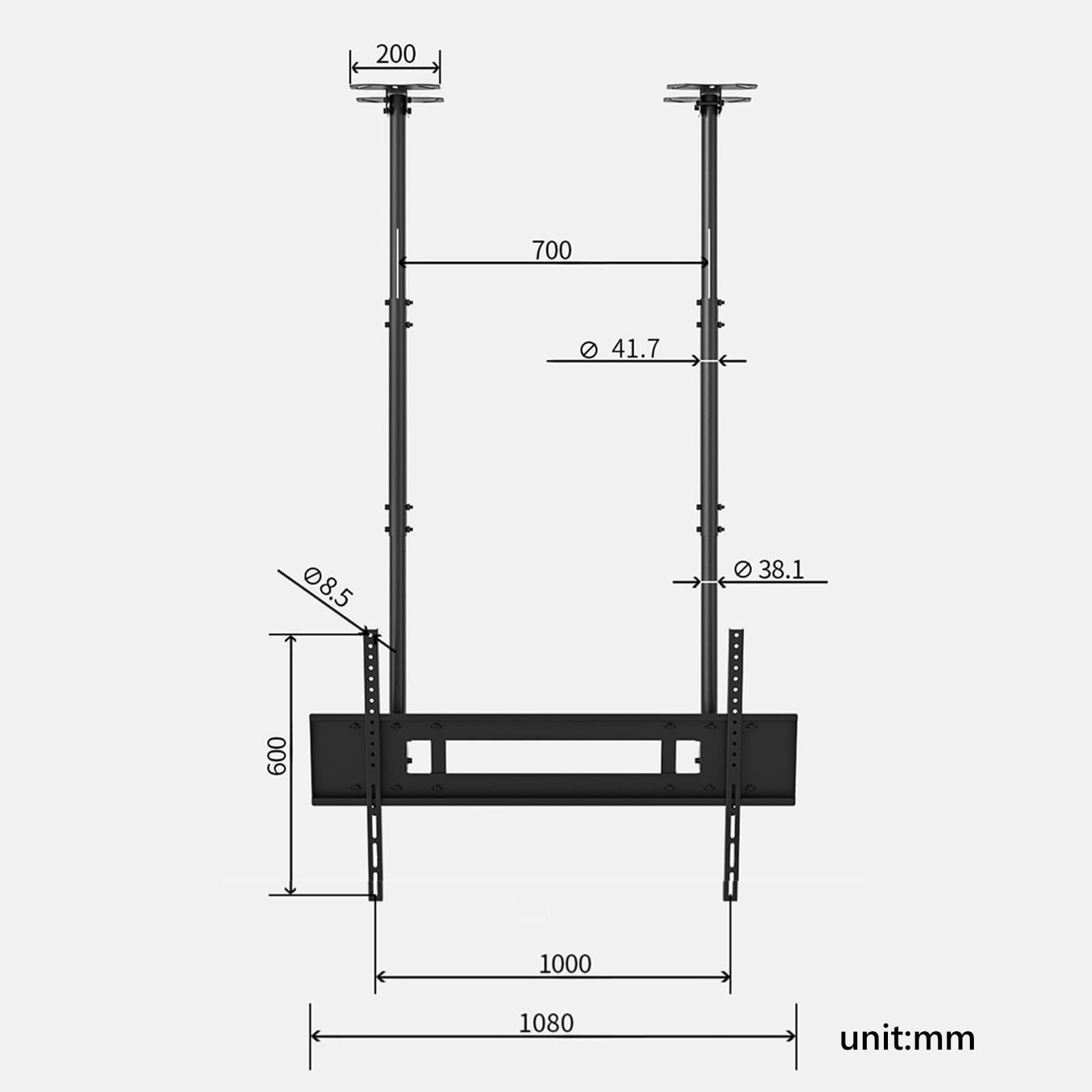 Staffa Di Montaggio TV A Soffitto Regolabile, Staffa A Parete TV Staffa TV A Soffitto Motorizzata, Staffa TV Sospesa Bipolare Per Schermo Piatto LED Da 60-100 Pollici, VESA Massimo 1000x600mm(3m)