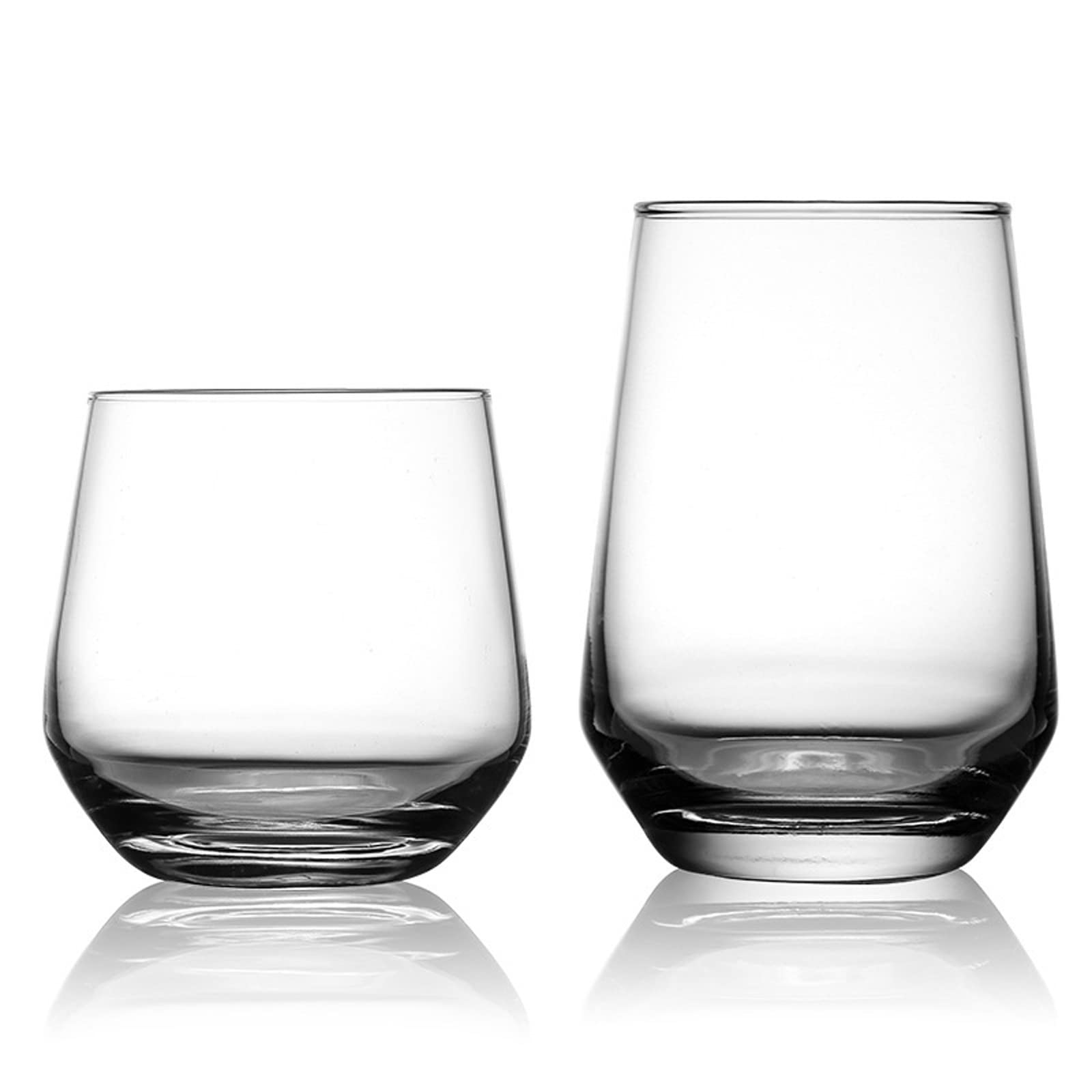 Szklanki do wody Przezroczyste szklanki do picia Kieliszki do wina Kieliszki do wina bez nóżek idealne do wody, soku, piwa, koktajlu. Szklane kubki (kolor: 390 ml) (390 ml)