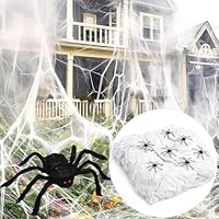 Halloween Spinnennetz Deko, 350g Dehnbare Spinnennetze + Eine große Spinne + 60 Stück Mini Spinnen, Perfekt für Innen/Außen, Garten, Tür Fenster Kamin Häuser &Halloween Deko Party