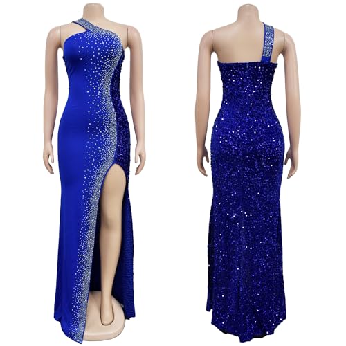 Image of PORRCEY Women's Sexy Rhinestone Lace Sheer Mesh Formal Evening Dress