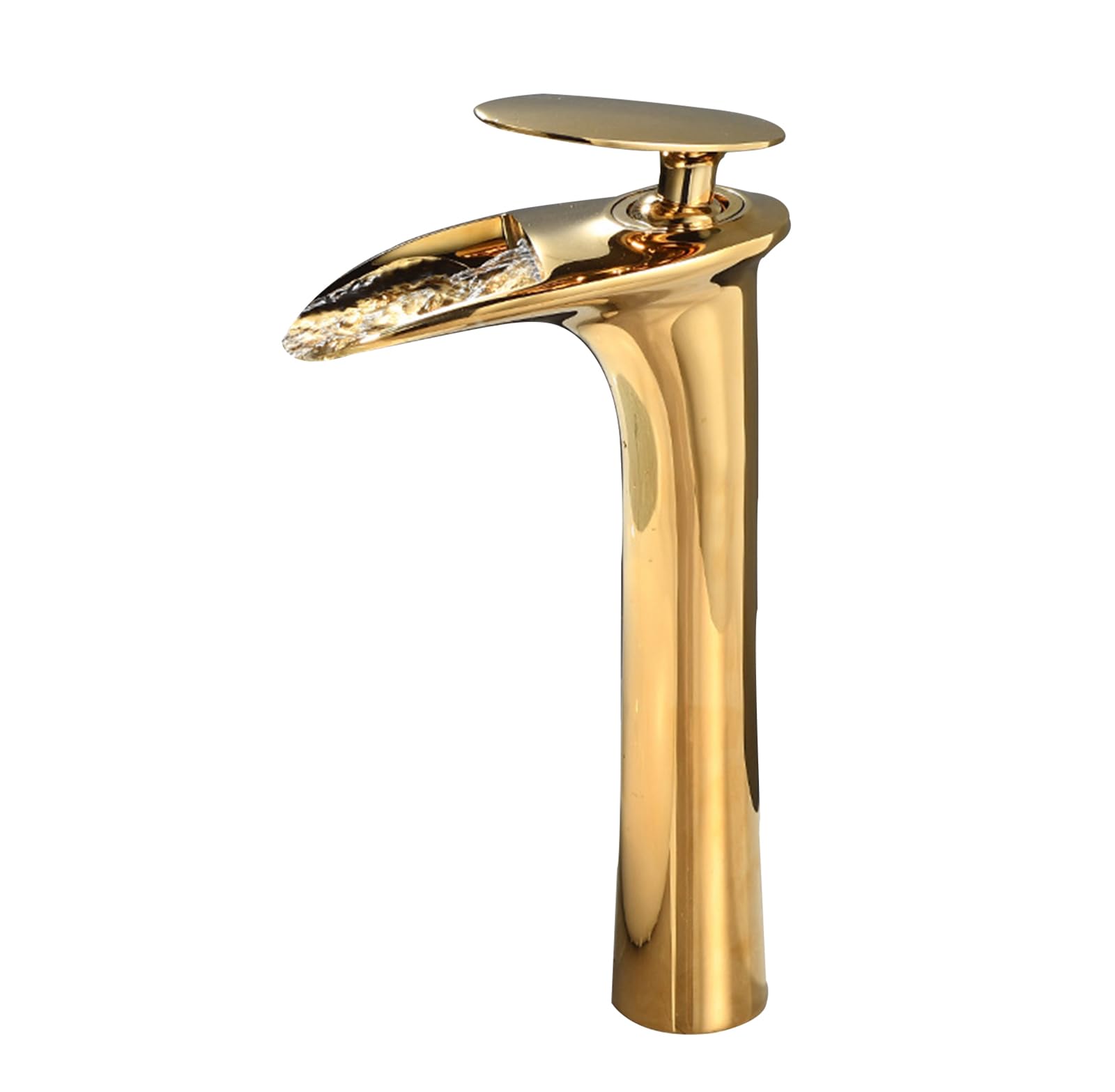 HCFYAUIS Waterfall Basin Mixer Tap Hot and Cold High Rise Basin Mixer Tap 1 Hole Waterfall Taps,Gold