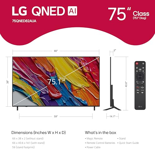 Image of LG 75-Inch Class QNED AI 4K QNED82A Series Smart TV w /AI Sound, HDR10, 4K Super Upscaling, Filmmaker Mode, Wow Orchestra, Alexa Built-in (75QNED82AUA, 2025)