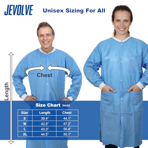 Image of Dental Disposable Lab Coats | Durable SMS 45g Soft Knit Cuffs & Collar With 3 Pockets