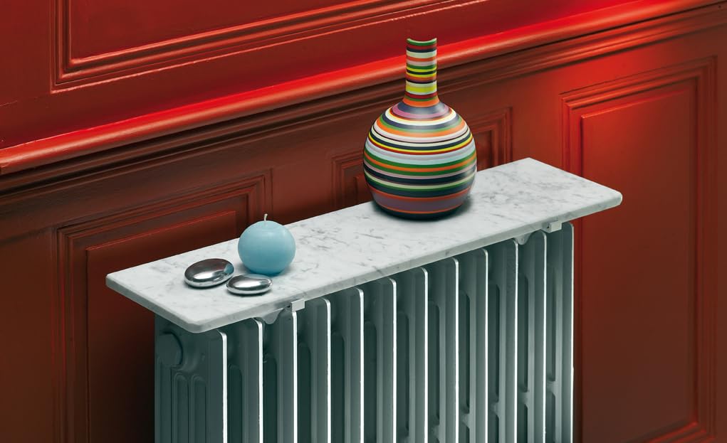 Merveille - Tablette Radiateur Sans Percer - Étagère Marbre De Carrare Naturel - Épaisseur 20 Mm - Résistance Humidité + Chaleur, 100°C - Fabrication Française - 60 X 20 Cm