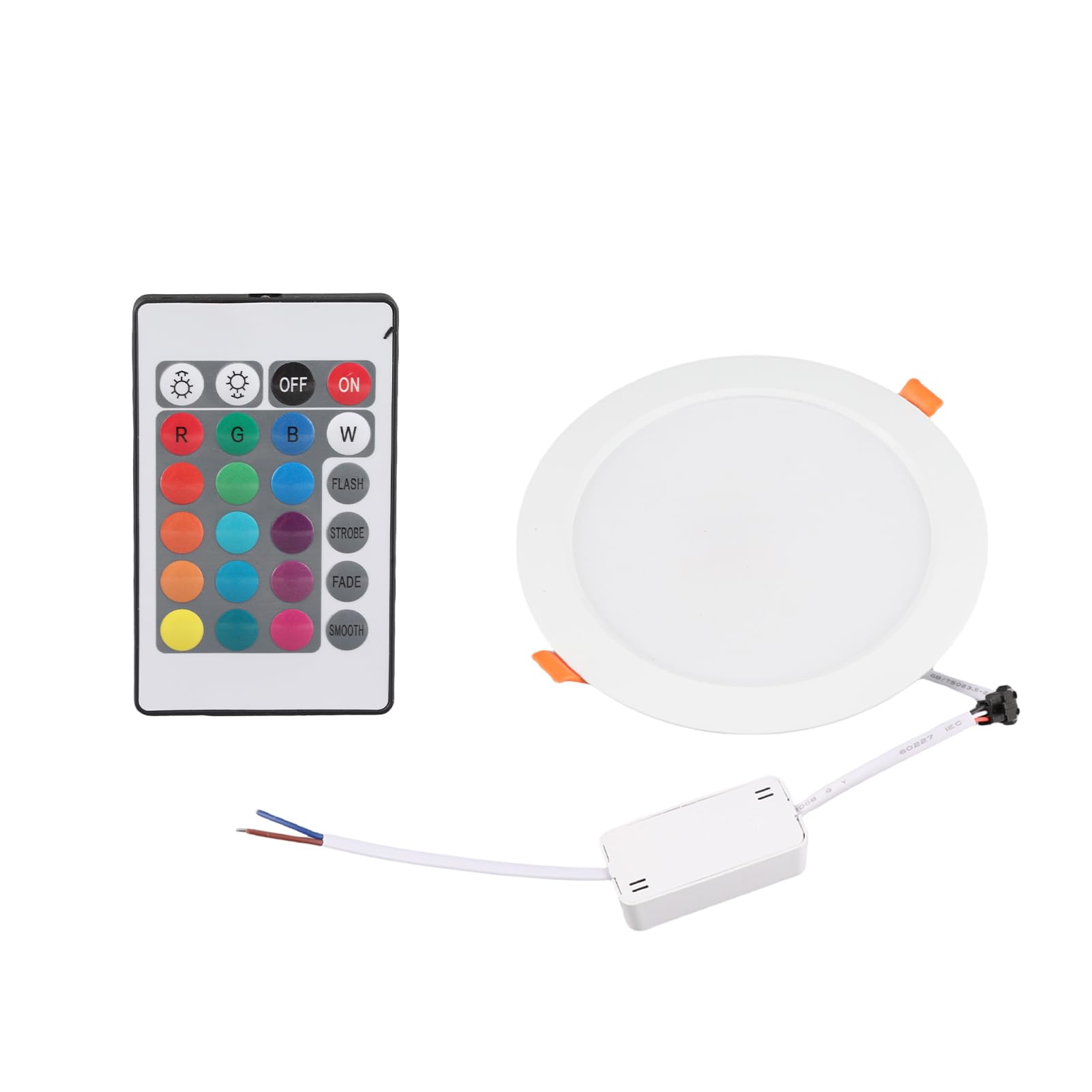 Tnfeeon Recessed Ceiling Light, Aluminum RGBW Downlight with IR Remote Control, 16 Colors and 4 Dynamic Modes, Ideal for Mood Lighting in Living Rooms (12W Light & Remote)