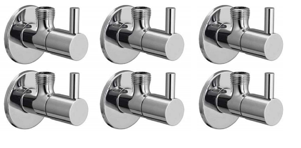 JAGGERJAV22 Brass Angle Cocke for Bathroom Angle Valve for Bathroom Angle Wall for Bathroom Angle Cock for wash Basin Brass Angle Valve for wash Basin With Flange & Teflon Tape [ Set of 6 ] (TURBO)