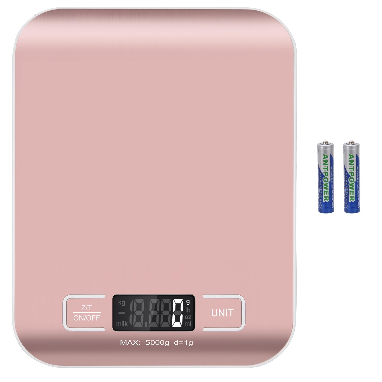 Selegere Digital Shipping Scale,Stainless Steel Panel, Accurate Portable Postal Scale for Packages, Small Business,Kitchen, Food, Handmade, Liquids, and Boutique (Rose Gold Battery(5kg/1g))