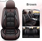 Eunncu Fundas Asientos Coche Universales Accesorios para Toyota Ft-1 Ft-AC Yaris Cross Vios Esquire C-HR Mirai Ft-4X Crown Cuero Impermeable Marrón Negro