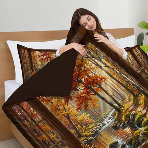 Housse de couette 240x260cm paysage forestier réversible