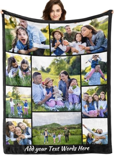Bemaystar Personalised Blanket Custom Blanket Custom Gifts for Mum Dad Couples Family Customised Blanket with Picture Text