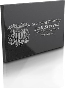 GetUrns Custom Engraved Memorial Black Granite Plaque - Horizontal American Glory, Small 4" L x 6" W x 0.375" H