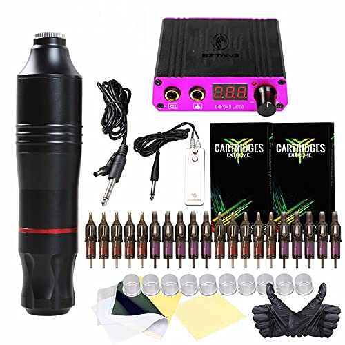 Cartridge Tattoo Machine Atom Pen Kit, Rotary Tattoo Machine, Cartridge Needles Power Supply for Tattoo Artists (Atom+Ink) (BLACK)