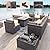 Kullavik 8 Pieces Outdoor Patio Furniture Set Sectional Rattan Sofa Brown Manual Wicker Patio Conversation Set with 43" Gas Propane Fire Pit Table,Sand