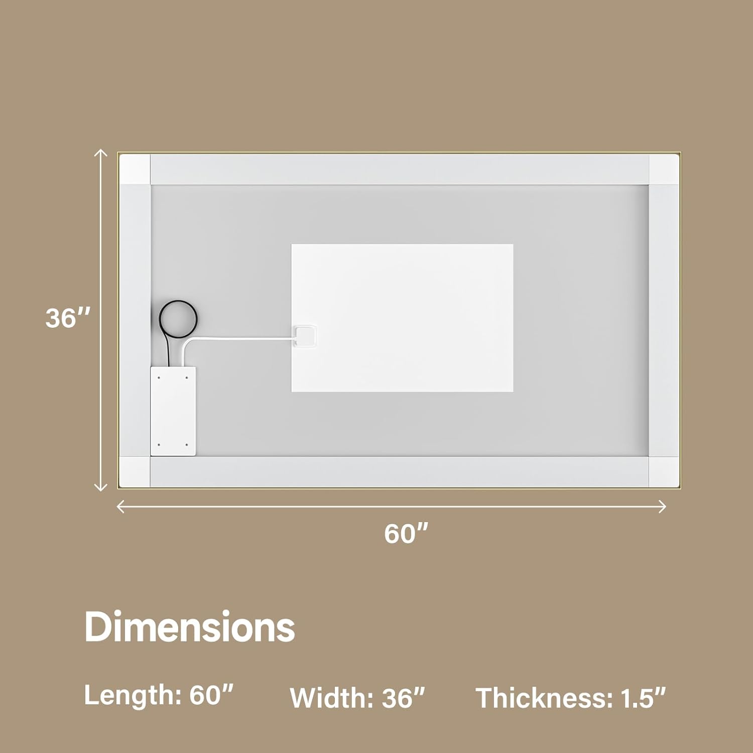 espidoo 60x36 Gold LED Bathroom Mirror: Modern Metal Frame with Dual Light Strips - 3 Color Temperatures & Anti-Fog Function - Horizontal/Vertical Installation for Home & Spa