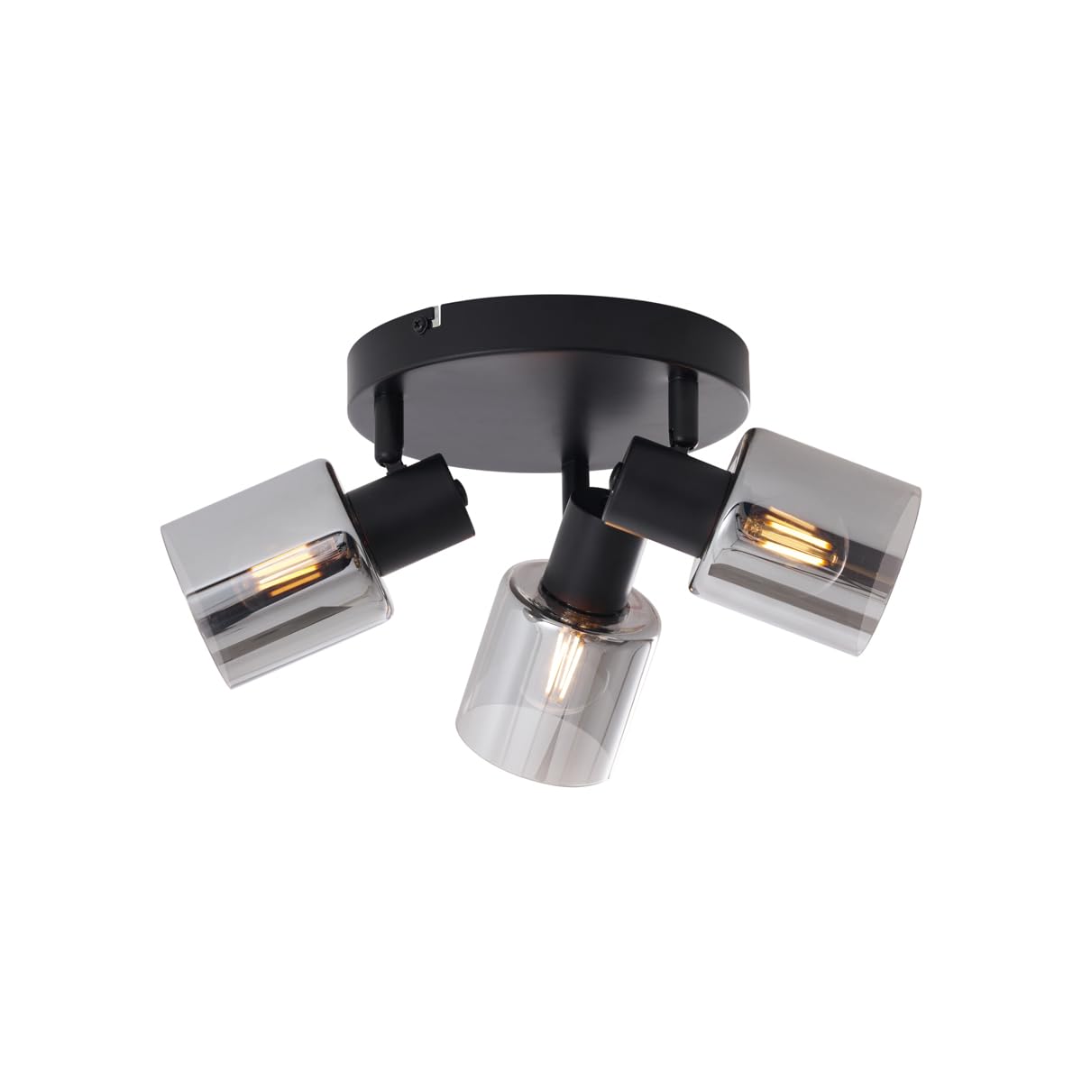 QAZQA Deckenleuchte Schwarz mit Rauchglas 3-flammig – Deckenlampe