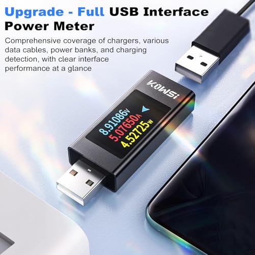Image of USB Tester Power Meter, 16-bit ADC USB Bidirectional Tester Support 6.5A High Current Tester Real Time Charging Power Test for Charger, Various Data Cables, Power Bank, Charging Detection