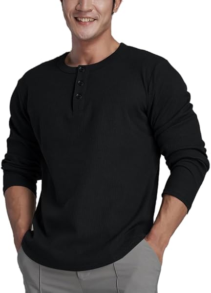 Muscle Alive Hommes De Base Manche Longue Gaufre Sweatshirts Ample Entraînement Workout Chemise à col Rond - 3