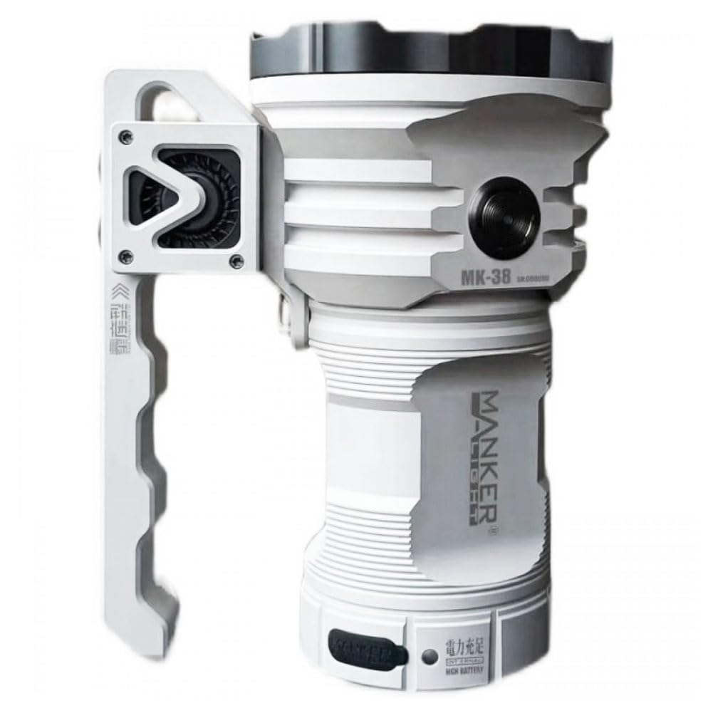 Manker MK38 High Power Flashlight/Portable Powerful Searching-Light, Powered by 3pcs 21700 Batteries, 8 Pcs LED Light Sources (White/Neutral White Light/CREE XHP70.2 LED/with 3pcs 21700 Batteries)