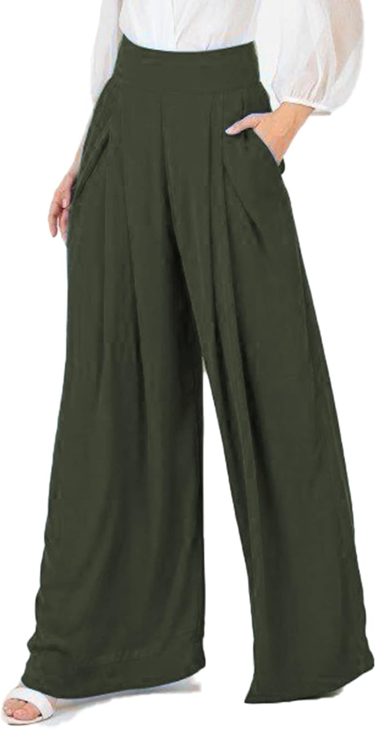 Women's Stretchy Wide Leg Palazzo Lounge Pants Casual Comfy High Waist Pajama Pants - Image 3