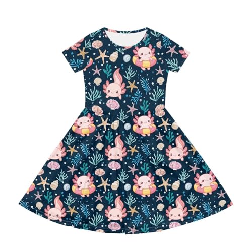 Image of Short Sleeve Dress for Girls with Pockets Cute Toddler Girl Clothes Summer 2-12