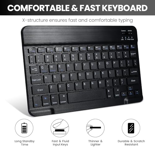 Image of SOPPY Bluetooth Keyboard Case with Mouse for iPad 6th /5th Generation, iPad Pro 9.7-inch, Air 1 /2, Detachable Wireless Keyboard with Pencil Holder, Slim Protective Cover, Rechargeable, US - Black