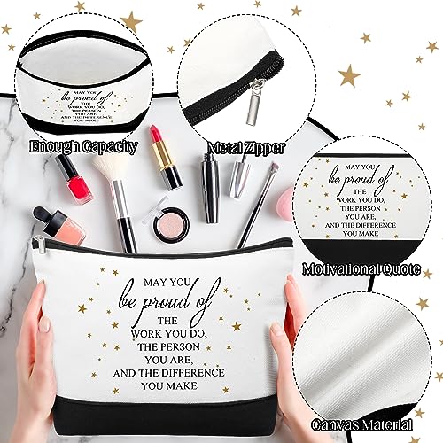Cunno 30 Pcs Canvas Zipper Pouch Bulk Inspirational Quotes Makeup Bags 6 Style Employee Housekeeper Teacher Christmas Appreciation Gifts School Office Supplies for Travel Toiletry Organized(Classic)3