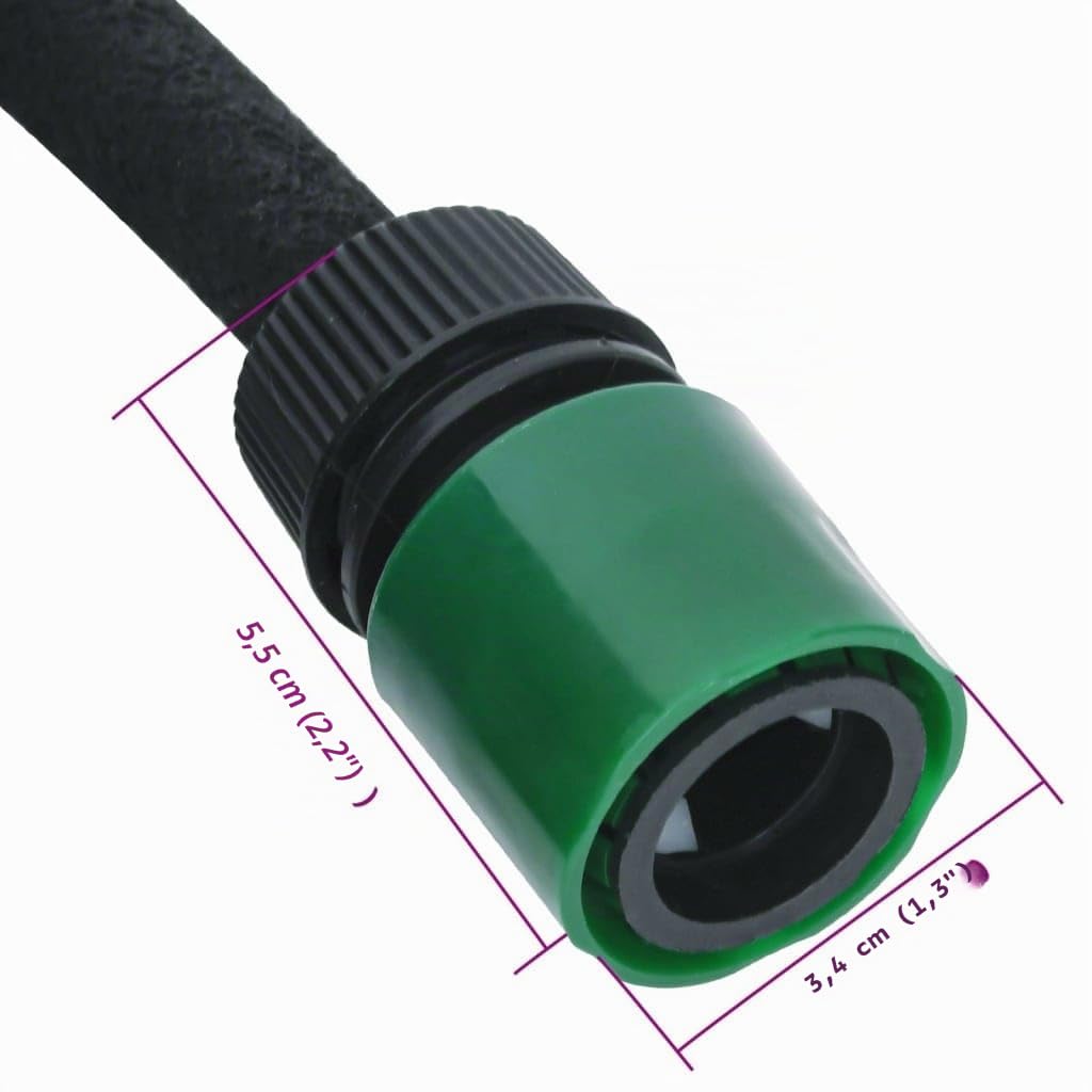 vidaXL Tuyau d'Arrosage de Jardin, Tuyau de Jardinage avec Connecteur, Tuyau d'eau, Remplacement d'Arrosage, Noir 0,6" 100 m Caoutchouc