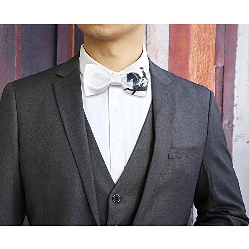 Image of GUUNIEE Men's Satin Silk Racehorse Bow Ties Pre-tied Solid Horse Racing Bowtie