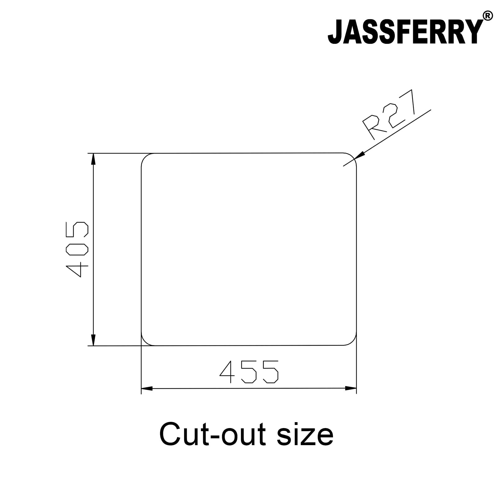 JASSFERRY Fregadero de cocina un seno, de Acero Inoxidable, bajo encimera, con colador de residuos 490 x 440