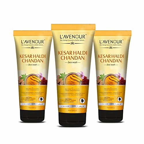 Image of L'avenour Kesar Haldi Chandan Face Wash For Men & Women | Natural Ubtan Facewash | Lightens Hyperpigmentation, Improves Skin texture & Reduces Dryness 115ml (Pack of 3)