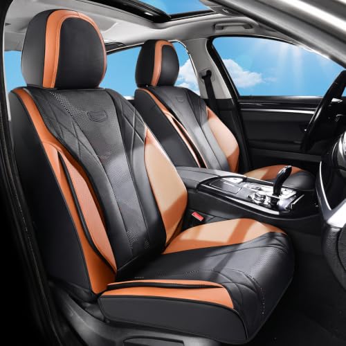 Image of Coverado Front Seat Covers, Automotive Seat Covers Front Seats, 2 Pack Universal Front Seat Covers for Most Cars SUV Trucks (Front, BlackBrown)