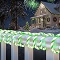 Jnaurb Christmas Candy Cane Lights, 33ft 240 LED Connectable Flexible White & Green Candy Cane Rope Lights for Outside, 8 Modes Waterproof LED Christmas Light for Garden Patio Tree Holiday Party Decor