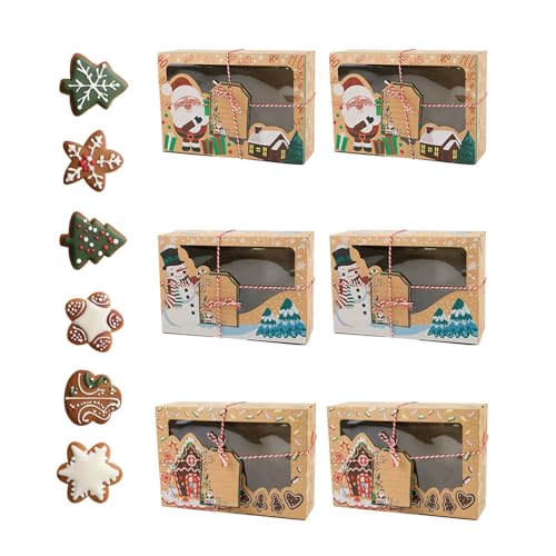 クリスマス お菓子 ボックス | カップケーキキャンディーホルダー容器 - クリスマスクッキー容器 | パーティーフェーバー 誕生日 冬祭り ベーキング ベーカリー 男の子 女の子 家族 友人向け