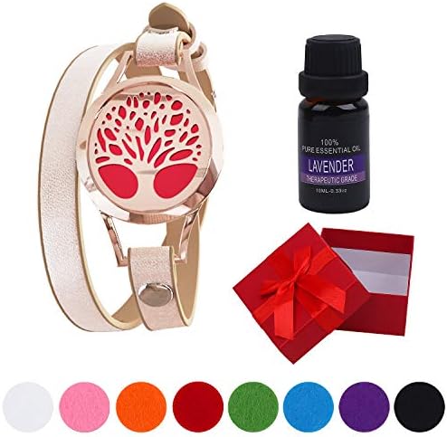 Aromatherapy Bracelet Essential Oil Diffuser Bracelet 4-Leaf Clover Anxiety Diffuser Locket set Yoga Aromatherapy Bracelet+8 Felt Pads Unique Gift Set for Women Mother&Kids