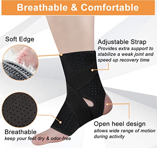 Image of Vinaco 2 pack Ankle Brace with adustable compression for Sprained Ankle | Perforated Quick-Dry Fabric, Crisscross Reinforcement Straps, Fits Both Foot, Adjustable Tension for Sports & Injury Recovery
