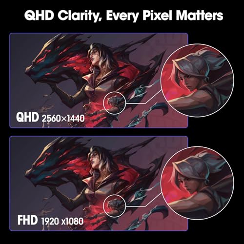 Image of KOORUI Gaming Monitor, QHD 24 inch Nano IPS Display, 1440P 165Hz Computer Monitor, 1ms 2K PC Screen, 100% sRGB, Adaptive Sync, Height /Tilt /Pivot Adjustment, HDMI, DisplayPort, GP01