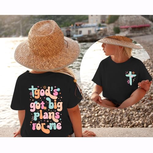 Christian Shirts for Girls Bible Verse God Shirt Kids Graphic Tees Cute Cross Outfits Floral Print Summer Top3