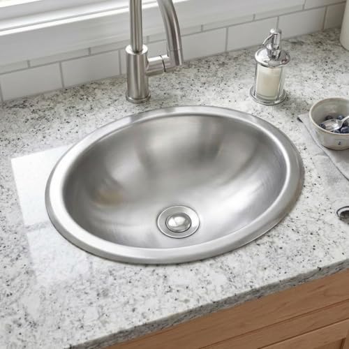 Image of Oval RV Kitchen Sink, 13.39 inch X 10.63 inch X 5.12 inch Stainless Steel Bar Sink, 13 Inch Small Oval RV Sink with Sink Drain Assembly