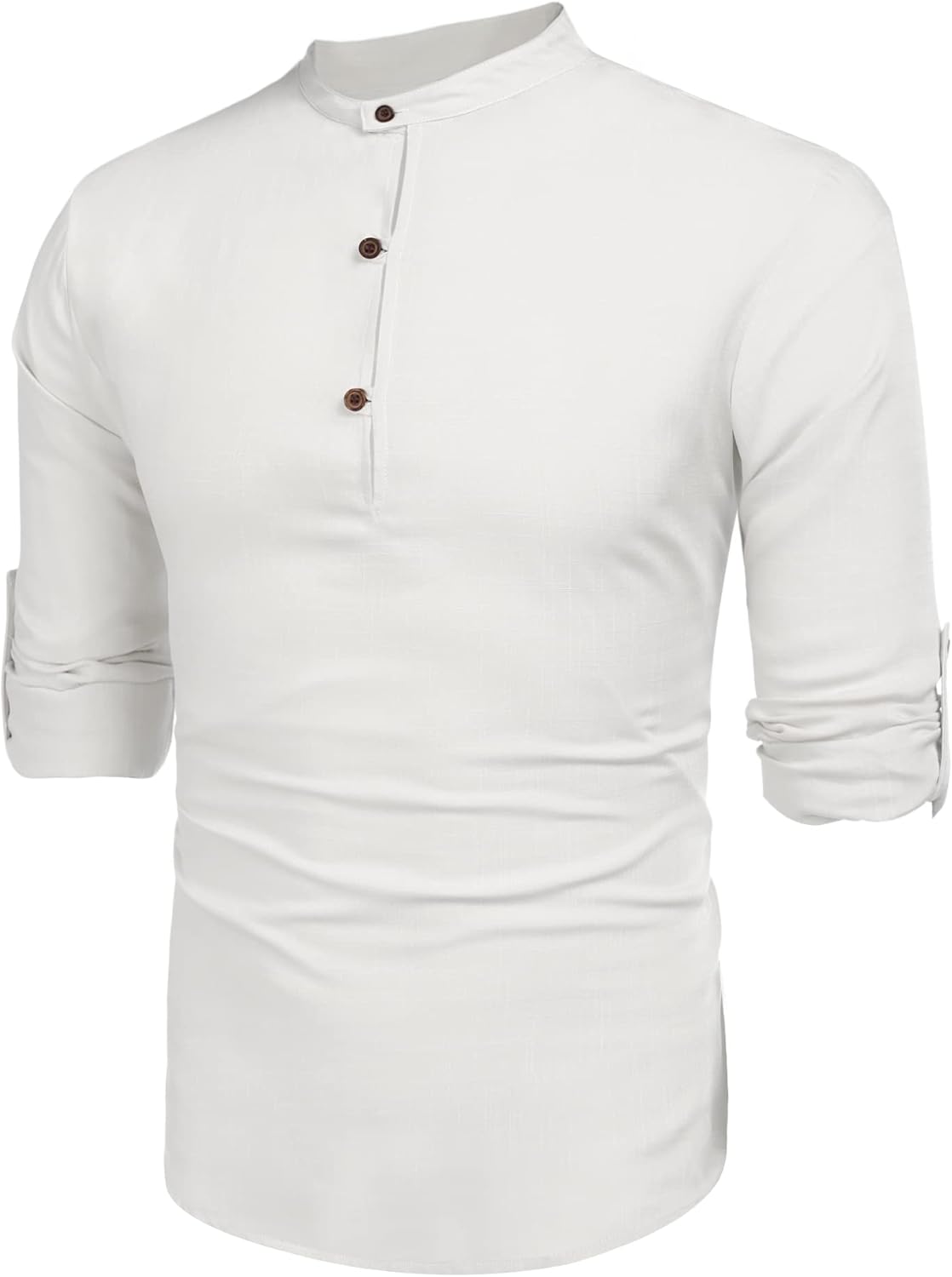 COOFANDY Men's Cotton Linen Henley Shirt Casual Beach Hippie Shirts Long Sleeve T-Shirts - Image 6