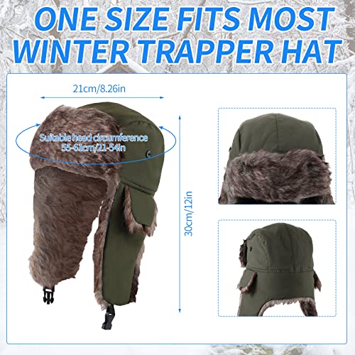 2 Pieces Unisex Winter Trapper Hat Earflap Hat For Men Faux Fur Ear Flaps Hat Ushanka Hat Outdoor Skiing Hunting Warm Hat With Windproof Ear Flap Chin Strap (Solid) #TOP2