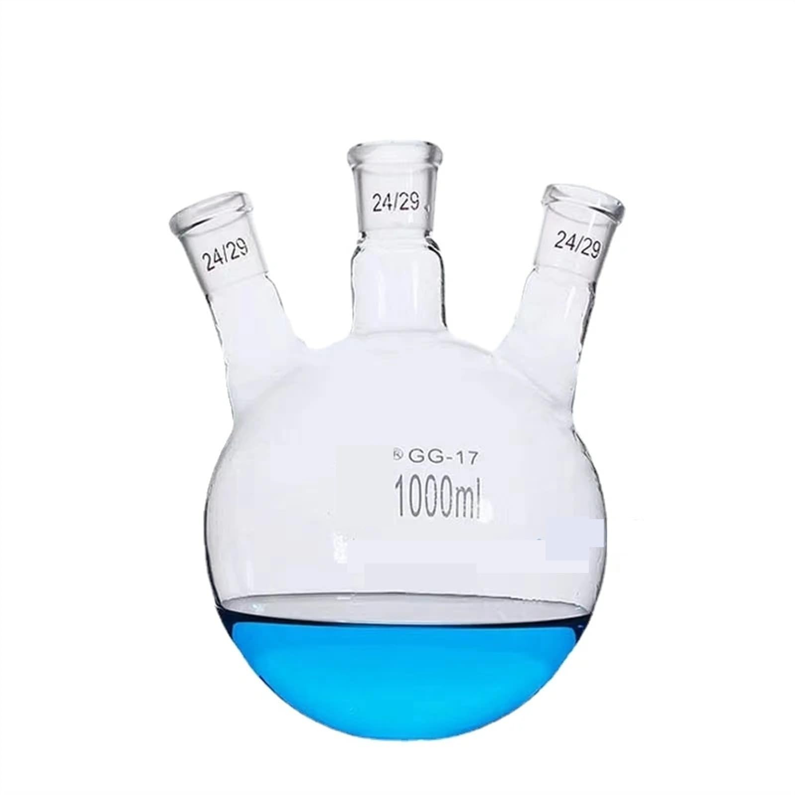 Flacon en verre de Distillation à trois places, 1 pièce, laboratoire 50ml/100ml/250ml/500ml/1000ml/2000ml (bouche biseautée/bouche droite)(1000ml 29x24x2)